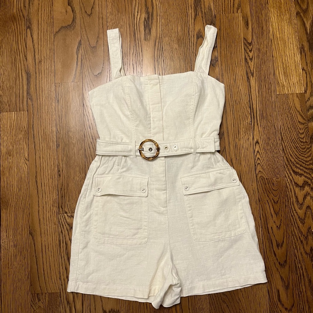 House of Harlow 1960 Cream Linen Blend Romper